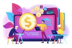 Digital finance and online payment illustration.