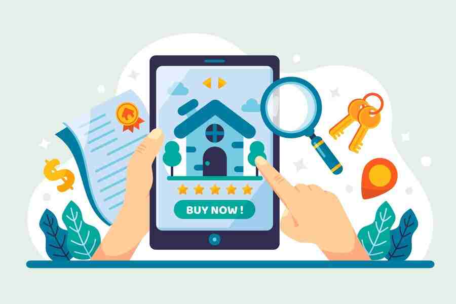 Online real estate shopping illustration