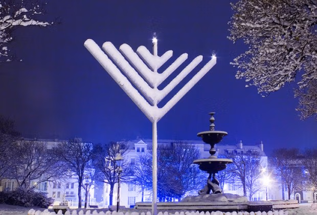 Hanukkah menorah in poconos vacation